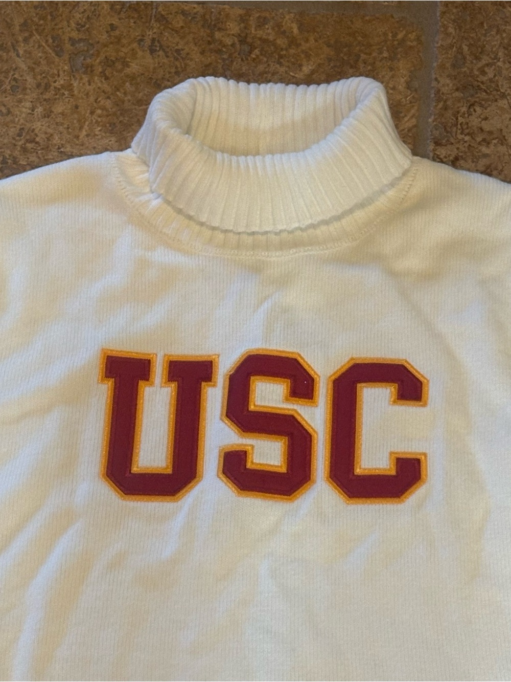Colosseum USC Trojans Women’s White Turtleneck Embroidered Sweater Size Medium - Picture 2 of 6